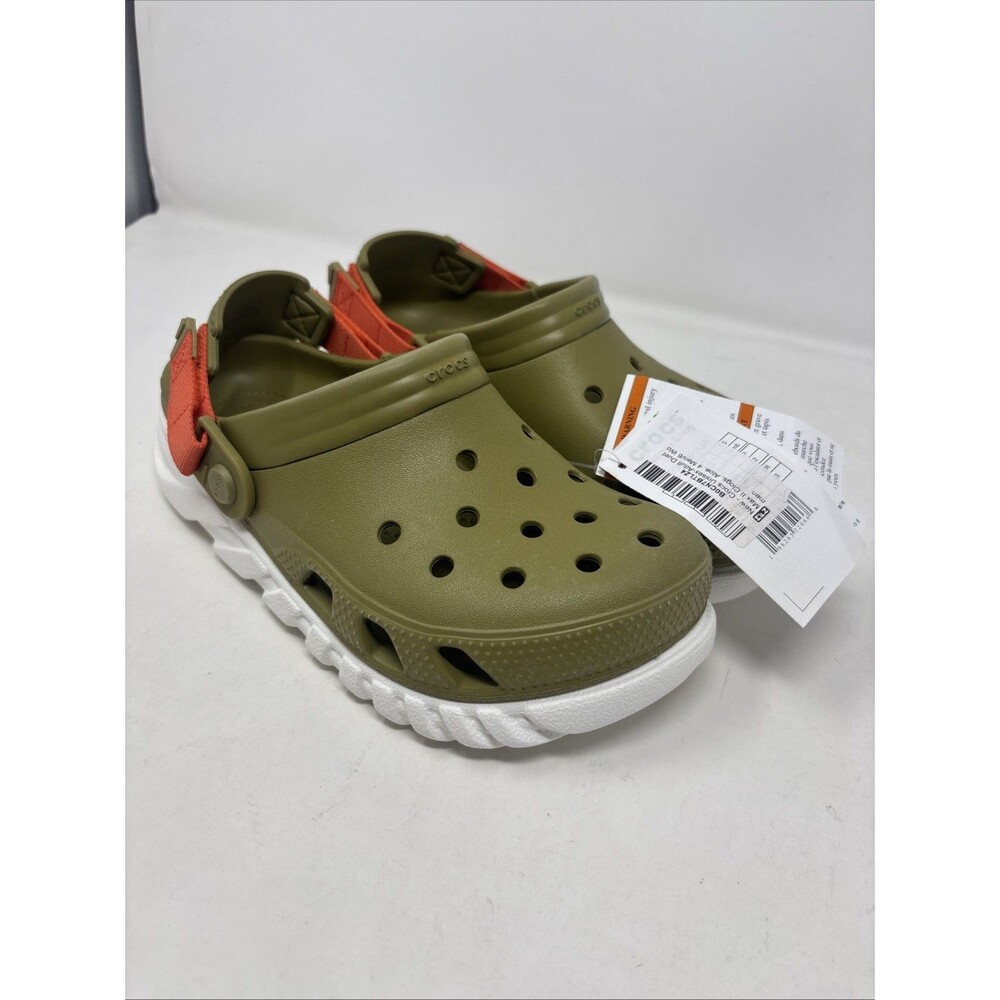 Crocs Duet Max II Clogs Men’s 4 Women’s 6 Aloe Green Orange Strap NWT